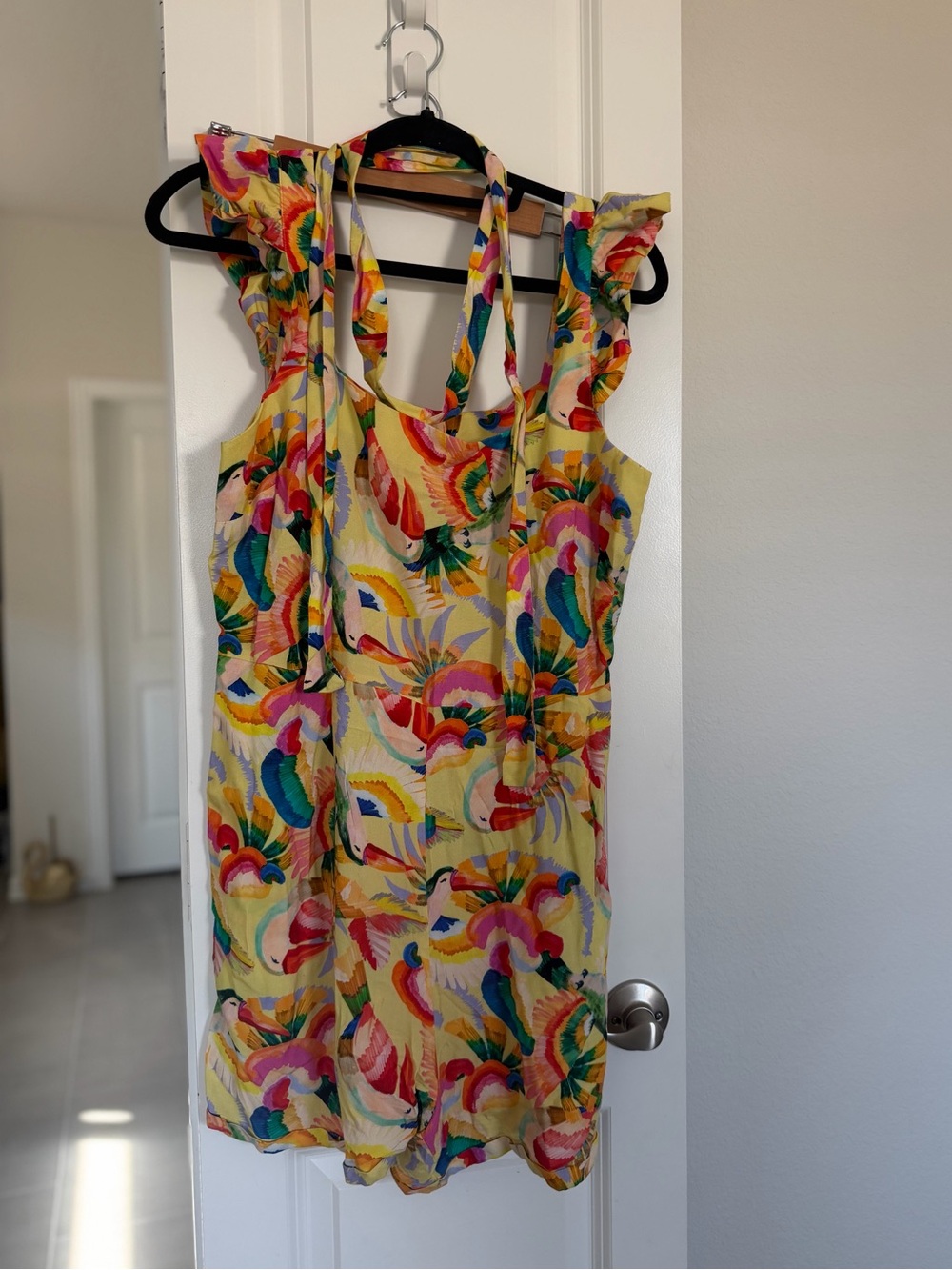 FARM Rio Yellow Tropical Floral One-Piece with Ruffle Straps